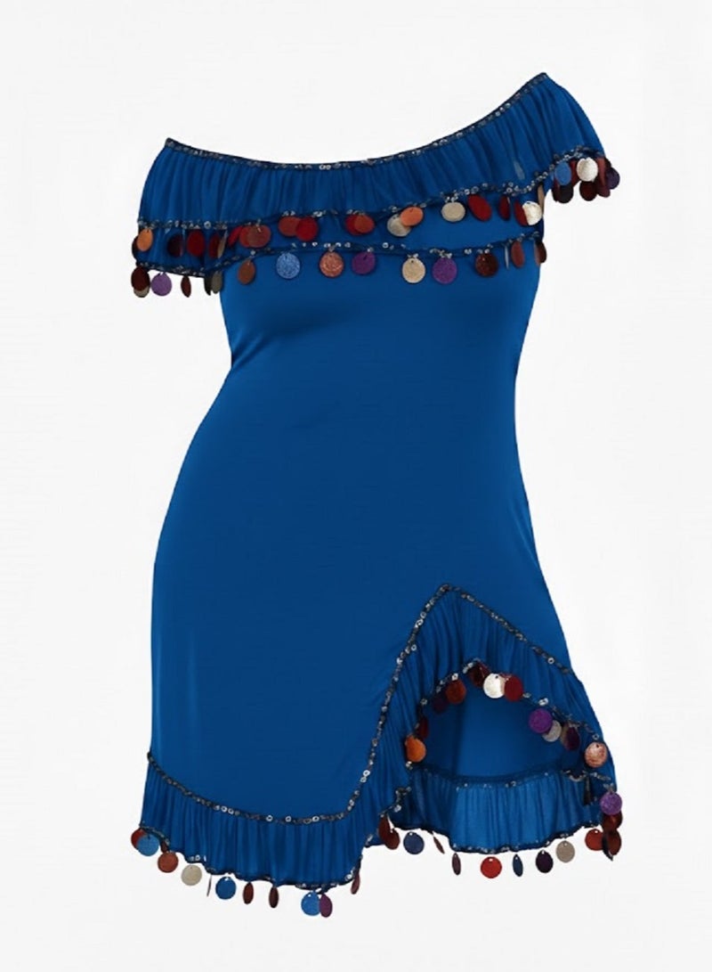 Alexandrian Oriental Galabeya, blue , one size  for women - Image 2
